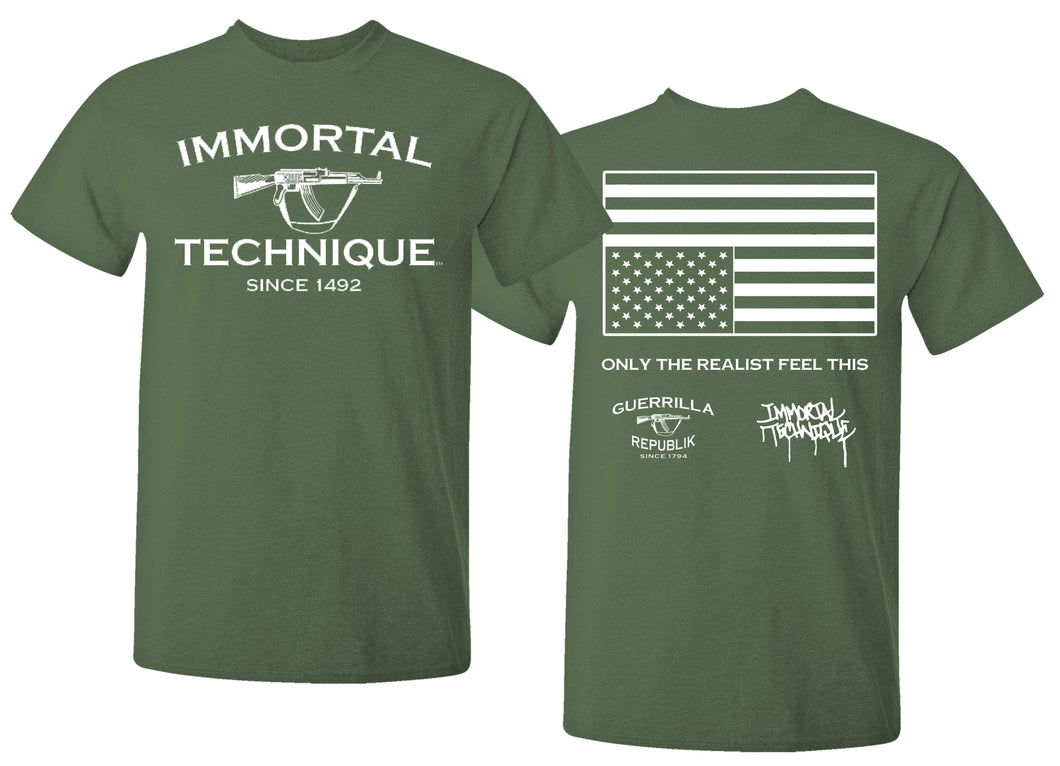 IMMORTAL TECHNIQUE T-SHIRT - OLIVE GREEN